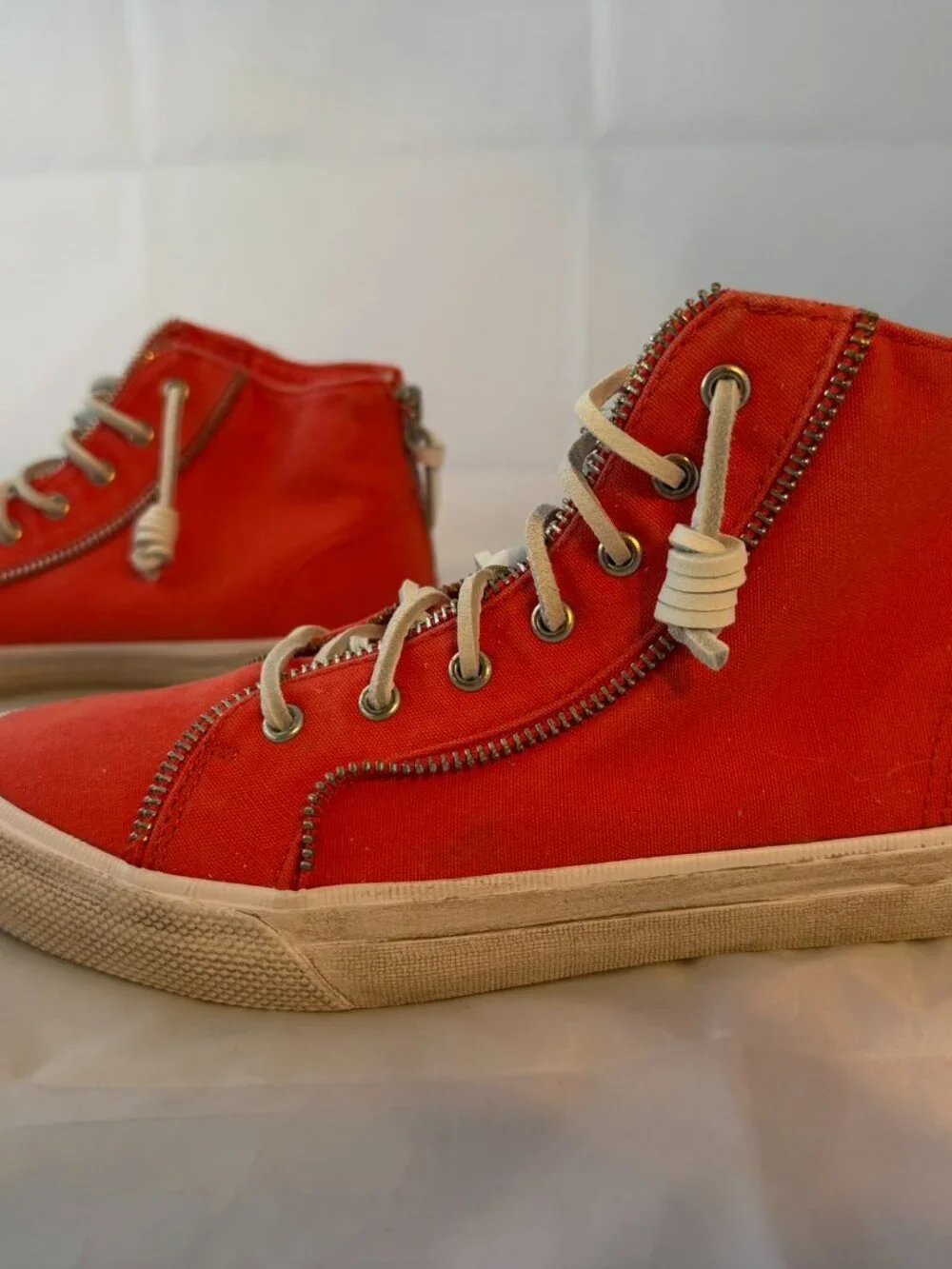 Sperry X Rebecca Minkoff  High Top Sneakers, Orange Women Size 9 NEW